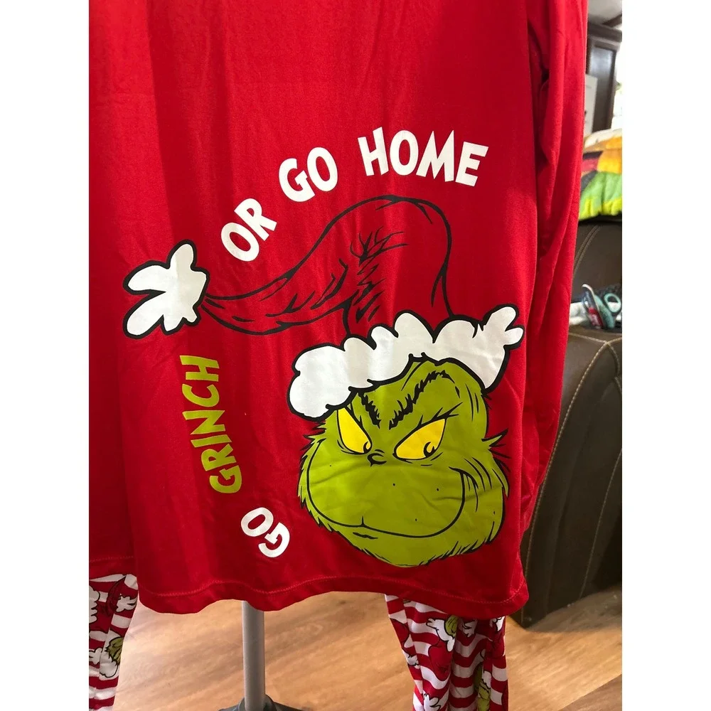 Dr Seuss The Grinch Womens Pajama Set Long Sleeve Top Pants‎ M 8-10